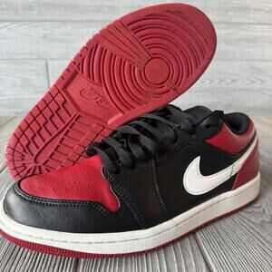 Air Jordan 1 Low Alternate Bred Toe Black Gym Red White Men's 8.5 | 553558-066